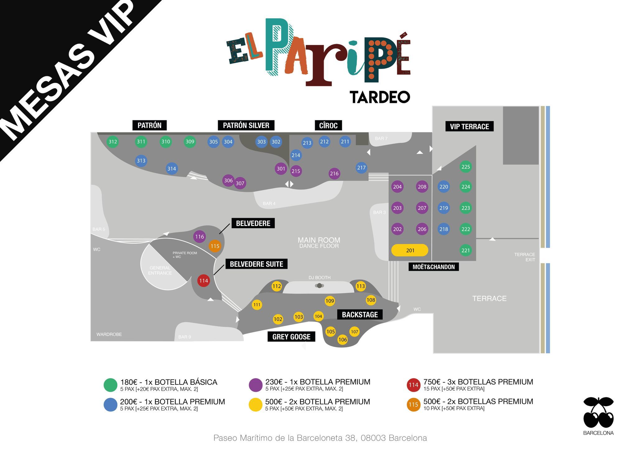 el paripe tardeo mesas vip